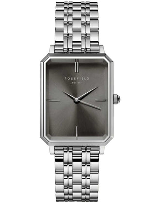 Front view of Rosefield OGSSS-O80 Grey Dial Silver Stainless Steel Womens Watch on white background