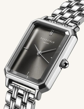 Angle shot of Rosefield OGSSS-O80 Grey Dial Silver Stainless Steel Womens Watch on white background