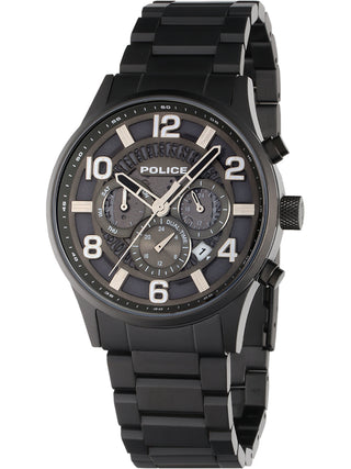 Front view of Police Addis PEWJK2203102 Black Stainless Steel Unisex Watch on white background