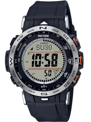 Front view of Casio Pro-Trek PRW-30-1AER Black Resin Mens Watch on white background