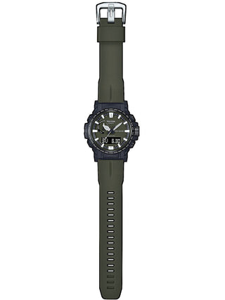 Angle shot of Casio Pro-Trek PRW-61Y-3ER Green Resin Mens Watch on white background