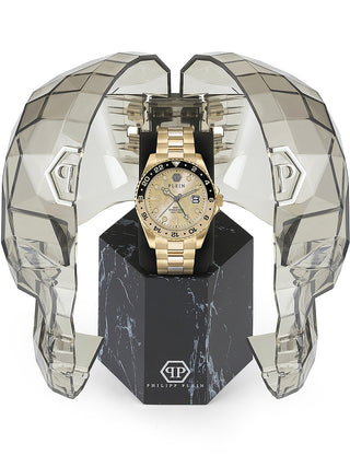 Angle shot of Philipp Plein PWYBA0423 Gold Stainless Steel Unisex Watch on white background