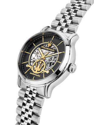 Angle shot of Maserati R8823118015 Grey Dial Silver Stainless Steel Unisex Watch on white background
