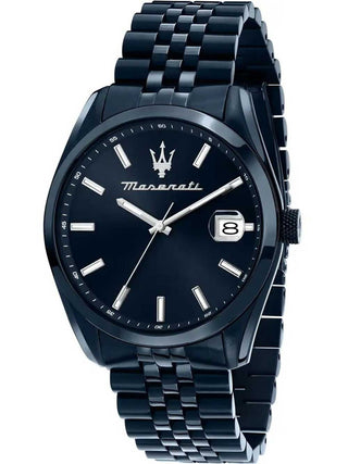 Front view of Maserati R8853151016 Blue Stainless Steel Unisex Watch on white background