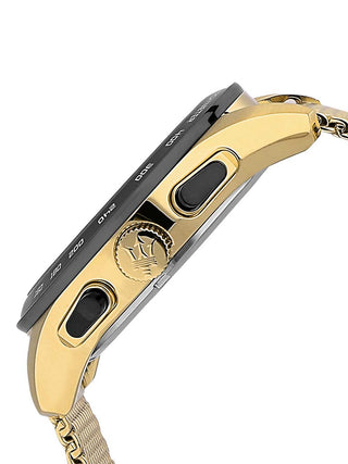 Angle shot of Maserati Chronograph R8873612010 Black Dial Gold Stainless Steel Unisex Watch on white background
