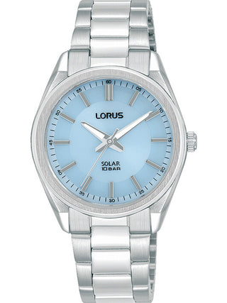 Front view of Lorus RY511AX9 Blue Dial Silver Stainless Steel Womens Watch on white background