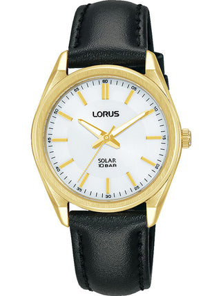 Front view of Lorus RY518AX9 White Dial Gold Stainless Steel Womens Watch on white background