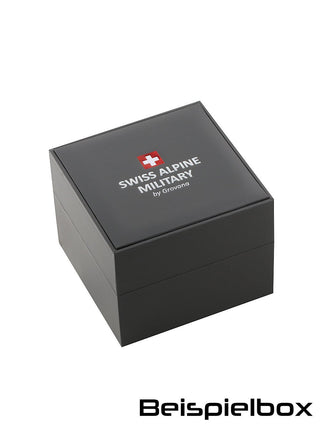 Angle shot of Swiss Alpine Military 7058.1879 Black Dial Silicone Unisex Watch on white background