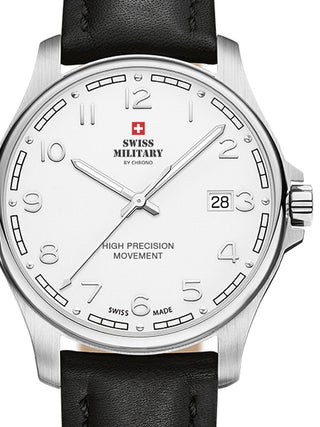 Front view of Swiss Military By Chrono SM30200.25 White Dial Gold Stainless Steel Unisex Watch on white background