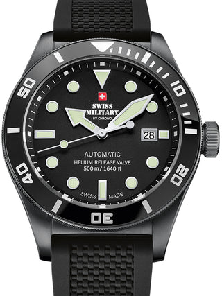 Front view of Swiss Military By Chrono SMA34075.05 Black Silicone Unisex Watch on white background