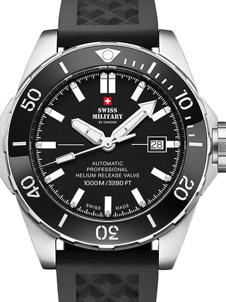 Front view of Swiss Military By Chrono SMA34092.04 Black Silicone Unisex Watch on white background