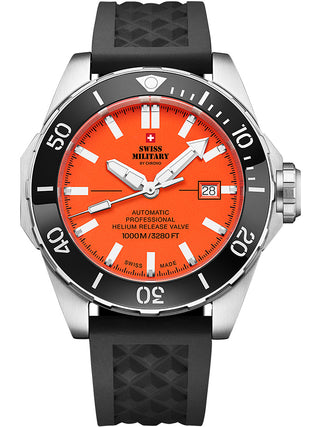 Angle shot of Swiss Military By Chrono SMA34092.06 Black Silicone Unisex Watch on white background