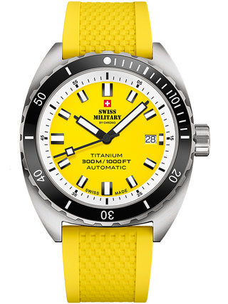 Angle shot of Swiss Military By Chrono SMA34100.11 Yellow Unisex Watch on white background