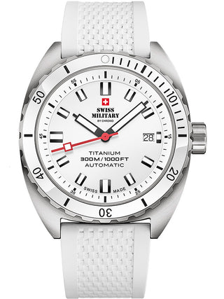 Angle shot of Swiss Military By Chrono SMA34100.12 White Unisex Watch on white background