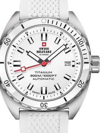 Front view of Swiss Military By Chrono SMA34100.12 White Unisex Watch on white background