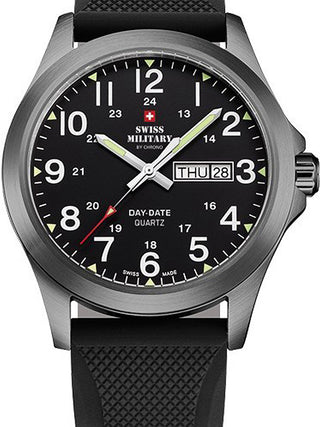 Front view of Swiss Military By Chrono SMP36040.20 Black Silicone Unisex Watch on white background