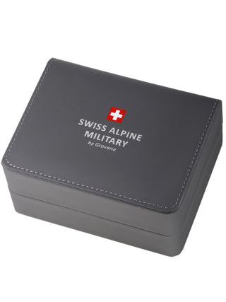 Angle shot of Swiss Alpine Military 7095.2177 Black Stainless Steel Unisex Watch on white background