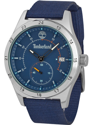 Front view of Timberland TBL15948JYS.03 Blue Textile Unisex Watch on white background