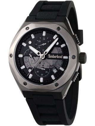 Front view of Timberland Chronograph TDWGQ2231203 Black Silicone Unisex Watch on white background