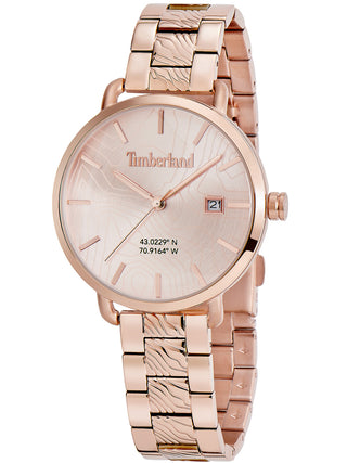 Front view of Timberland Alewife TDWLH2101702 Rose Gold Stainless Steel Unisex Watch on white background