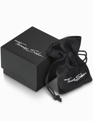 Angle shot of Thomas Sabo WA0431-291-207 Black Dial Gold Stainless Steel Womens Watch on white background