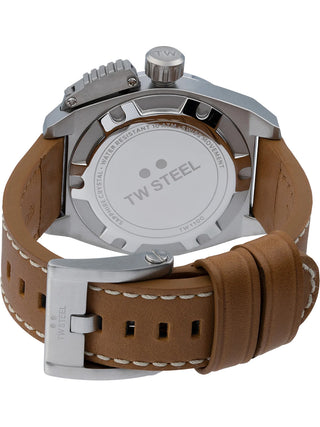 Angle shot of TW Steel TW1100 Brown Leather Unisex Watch on white background