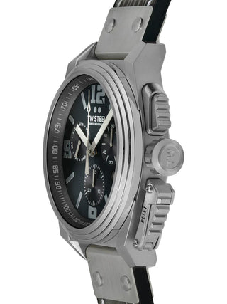 Angle shot of TW Steel Chronograph TW1114 Grey Silicone Unisex Watch on white background