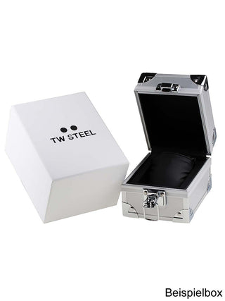 Angle shot of TW Steel TW1101 Black Leather Unisex Watch on white background