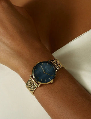 Angle shot of Rosefield UBGSG-U35 Black Dial Gold Stainless Steel Womens Watch on white background