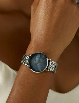 Angle shot of Rosefield UBSSS-U36 Black Dial Silver Stainless Steel Womens Watch on white background