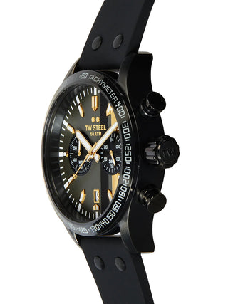 Angle shot of TW Steel Chronograph VS122 Black Unisex Watch on white background