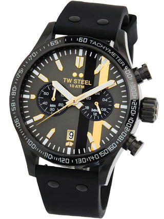 Angle shot of TW Steel Chronograph VS122 Black Unisex Watch on white background