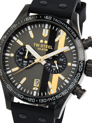 Front view of TW Steel Chronograph VS122 Black Unisex Watch on white background