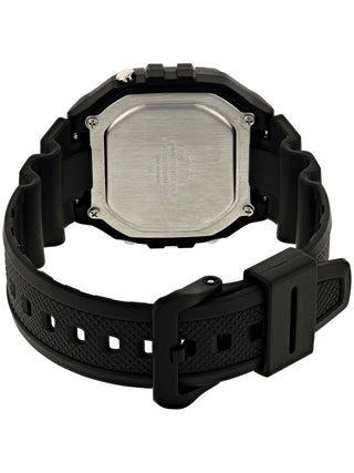 Angle shot of Casio Collection W-218H-1AVEF Black Resin Mens Watch on white background