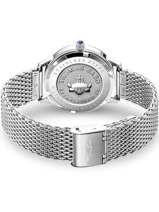 Angle shot of Thomas Sabo WA0301-201-209 Blue Dial Silver Stainless Steel Womens Watch on white background