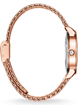 Angle shot of Thomas Sabo WA0303-265-213 Mother Of Pearl Dial Rose Gold Stainless Steel Womens Watch on white background