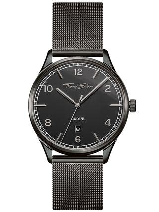 Front view of Thomas Sabo WA0342-202-203 Black Stainless Steel Unisex Watch on white background