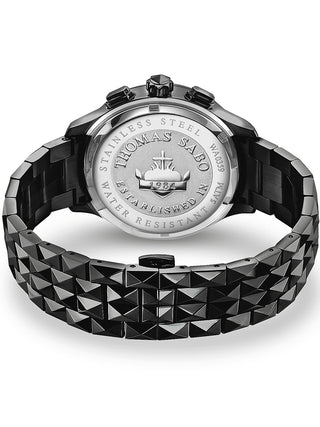 Angle shot of Thomas Sabo Chronograph WA0359-202-203 Black Stainless Steel Unisex Watch on white background