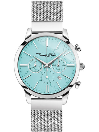 Front view of Thomas Sabo Chronograph WA0366-201-215 Silver Stainless Steel Unisex Watch on white background