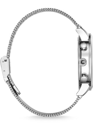 Angle shot of Thomas Sabo Chronograph WA0366-201-215 Silver Stainless Steel Unisex Watch on white background