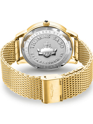 Angle shot of Thomas Sabo WA0388-264-207 Gold Stainless Steel Unisex Watch on white background