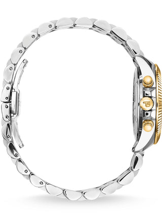 Angle shot of Thomas Sabo Chronograph WA0398-291-201 Black Dial Gold Stainless Steel Womens Watch on white background