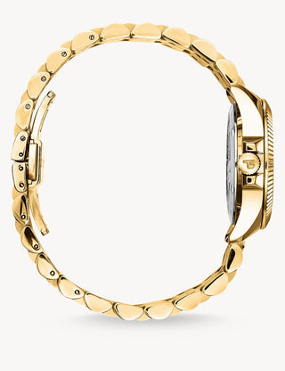 Angle shot of Thomas Sabo WA0431-291-207 Black Dial Gold Stainless Steel Womens Watch on white background