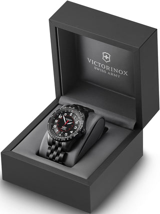 Angle shot of Victorinox 241974 Black Stainless Steel Unisex Watch on white background