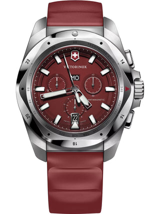Front view of Victorinox Chronograph 241986 Red Dial Unisex Watch on white background
