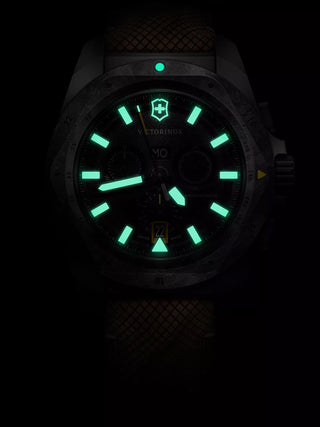 Angle shot of Victorinox Chronograph 241988.1 Black Dial Brown Strap Unisex Watch on white background
