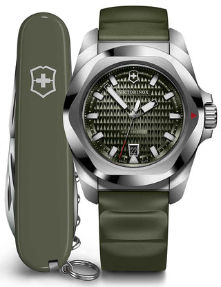 Front view of Victorinox 242017.1 Green Unisex Watch on white background