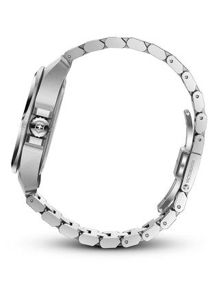 Angle shot of Victorinox 242020 Blue Dial Silver Stainless Steel Unisex Watch on white background
