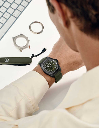 Angle shot of Victorinox 242021.1 Green Unisex Watch on white background