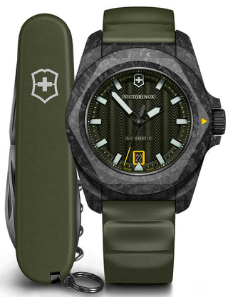 Front view of Victorinox 242021.1 Green Unisex Watch on white background